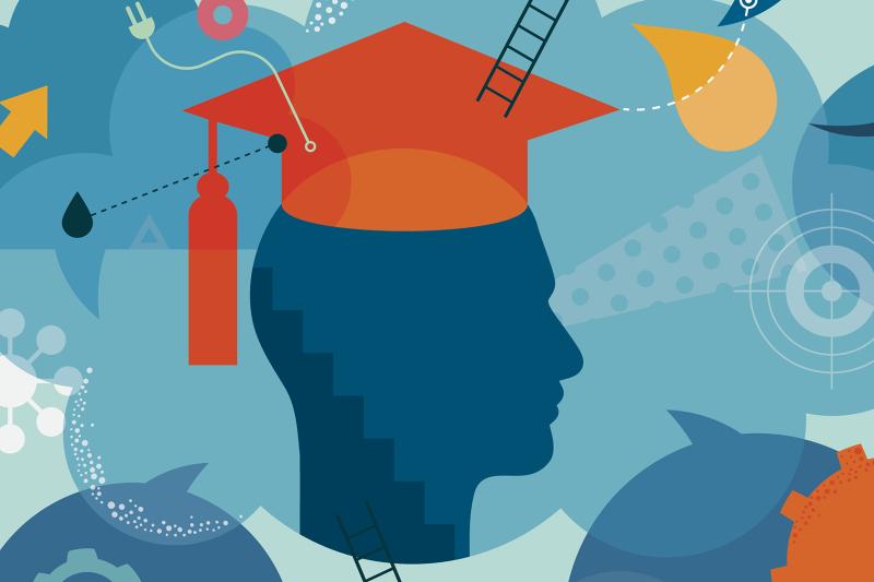 illustration of a graduating student