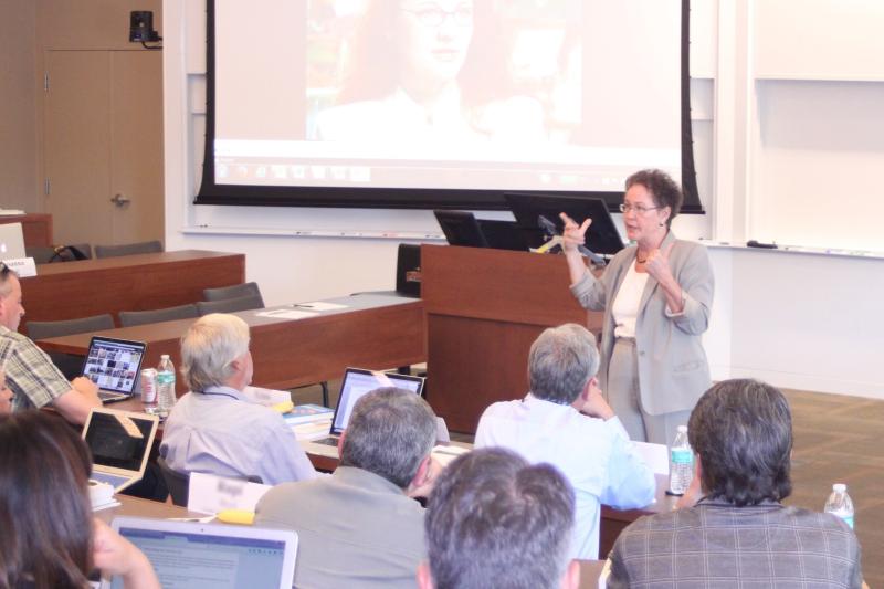 Linda Darling-Hammond, professor emeritus of education, lectures to district leaders in an EPEL session. (Photo: Marc Franklin)