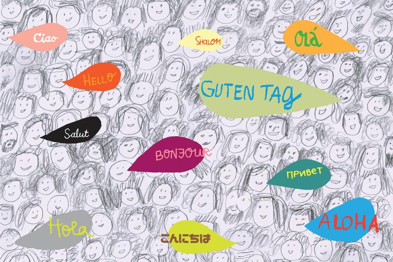 illustration of "hello" in many languages