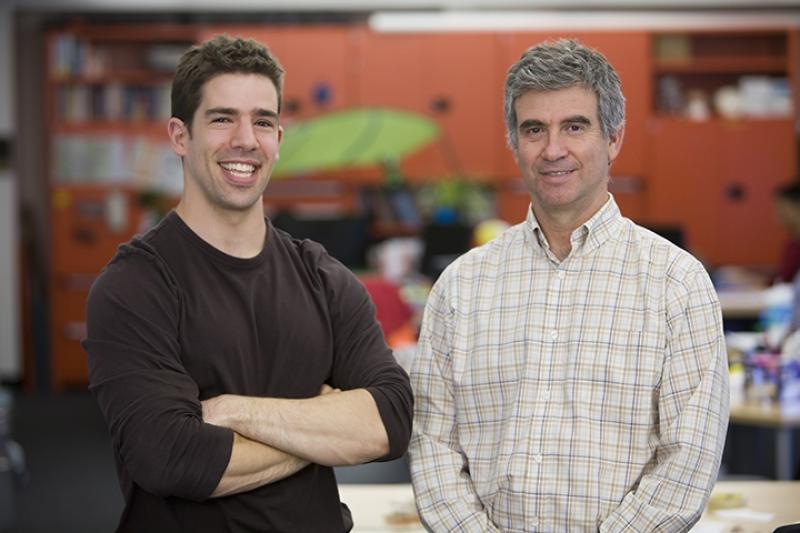 Dylan Arena and Daniel Schwartz adapted the videogame Space Invaders to help teach statistics. (Photo by Ian Terpin)