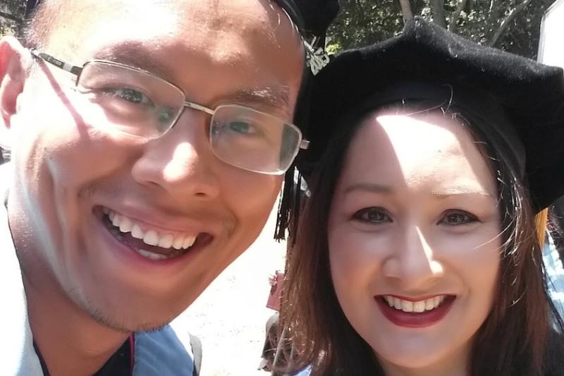 Peng Wu, left, with Professor Christine Min Wotipka.