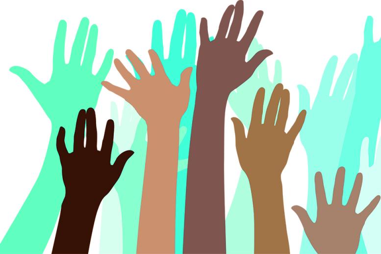 drawings of raised hands