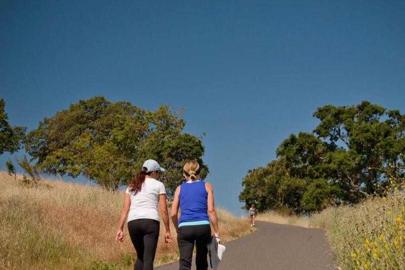 Two women walking