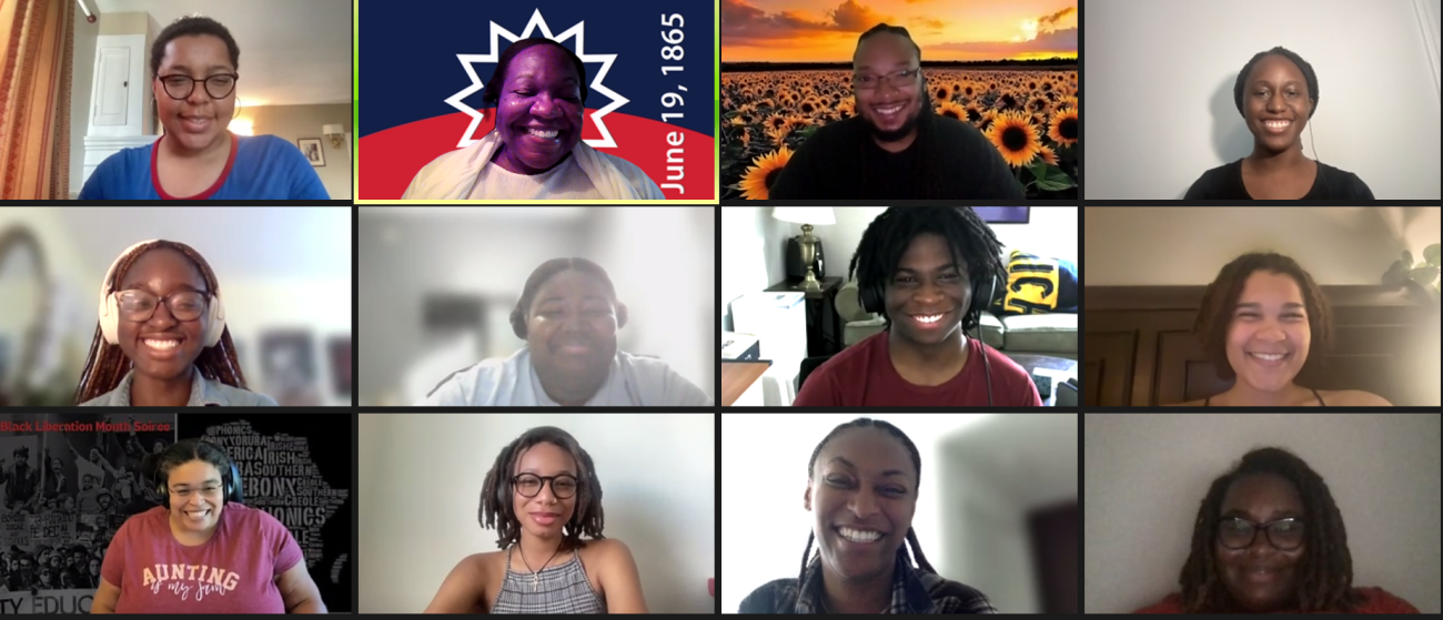 Screenshot of a zoom call with the 2023 summer cohort.
