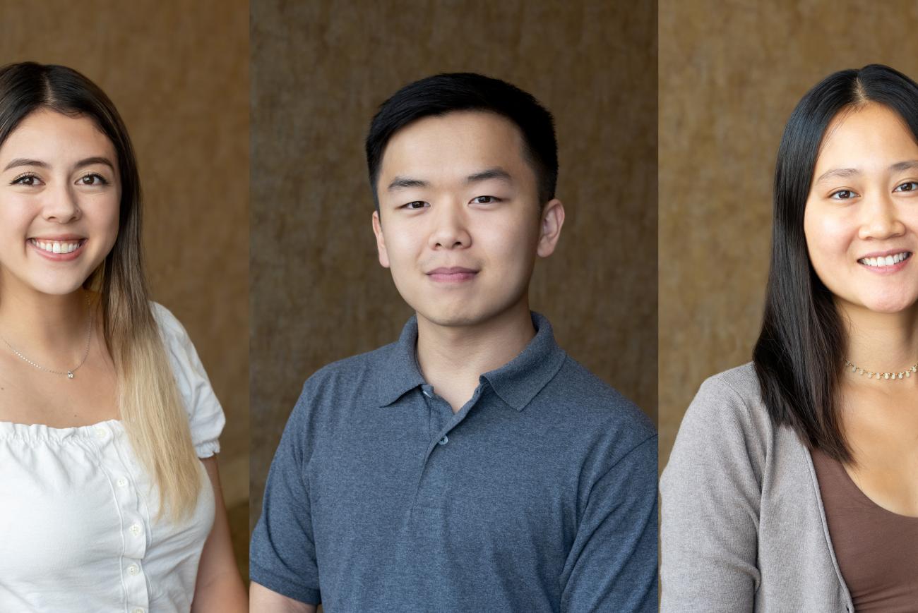 (Left to right) Knowles 2023 fellows and STEP graduates Kelly Ho, Justin Park, and Kelsey Wong.