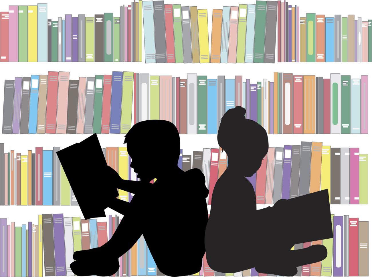 Illustration of kids reading