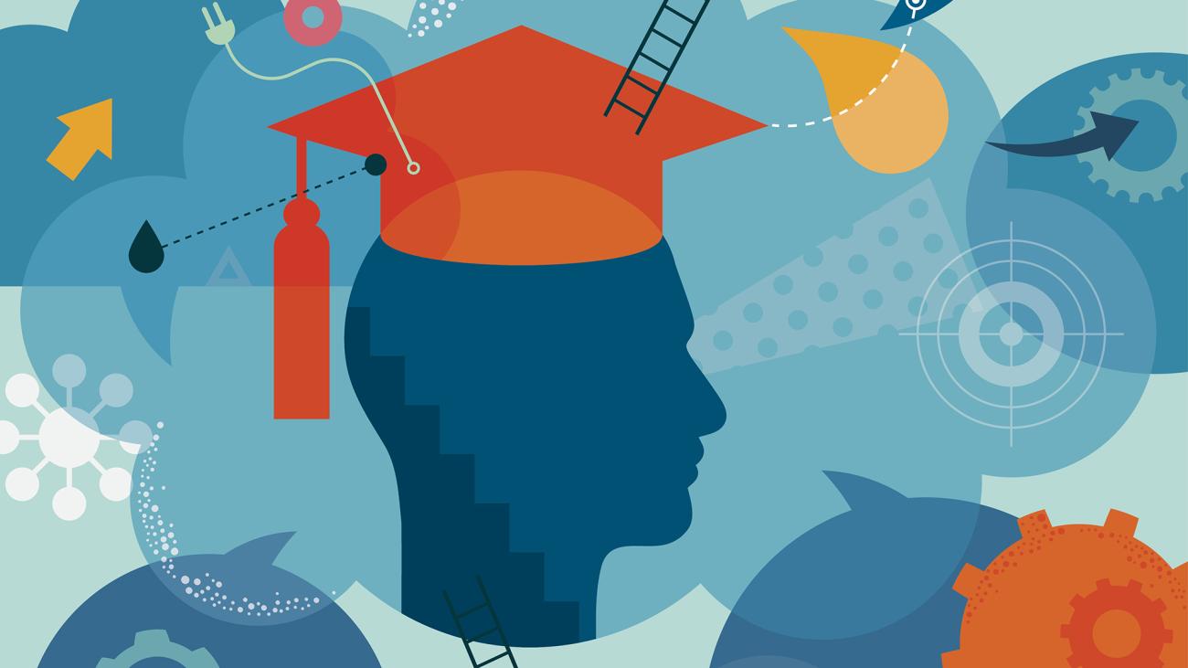 illustration of a graduating student