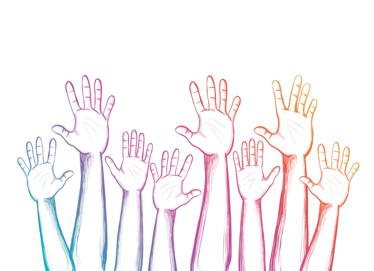 illustration of raised hands